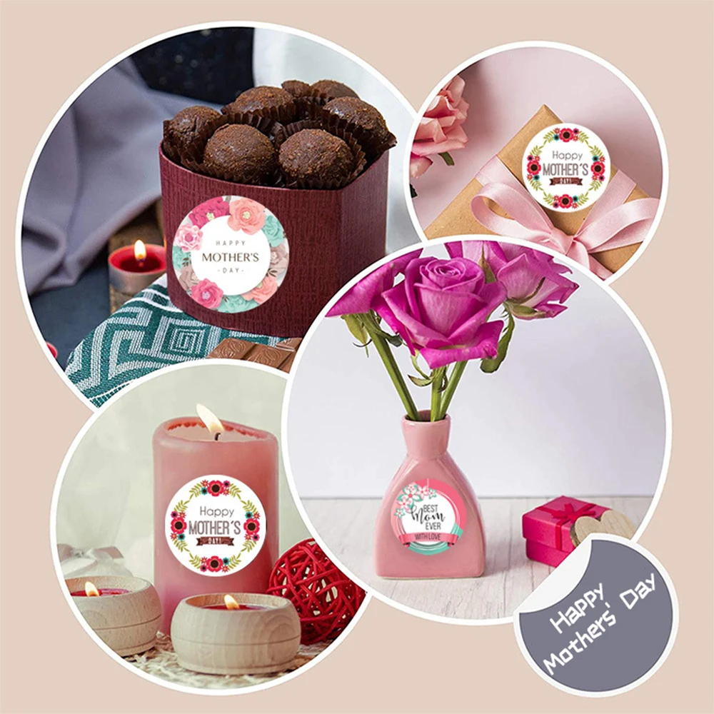 50-500pcs Happy Mothers Day Stickers Round Thank You Stickers For Gift Cards Decoration Envelope Seals Gift Wrap Party Favor thank you stickers decorative stickers decorative labels stickers self adhesive stickers adhesive stickers paper stickers