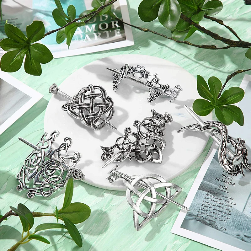 Women Celtic Hair Slide Hairpins Viking Celtic Hair Clips Knot Stick Metal Barrette Pin Retro Accesso