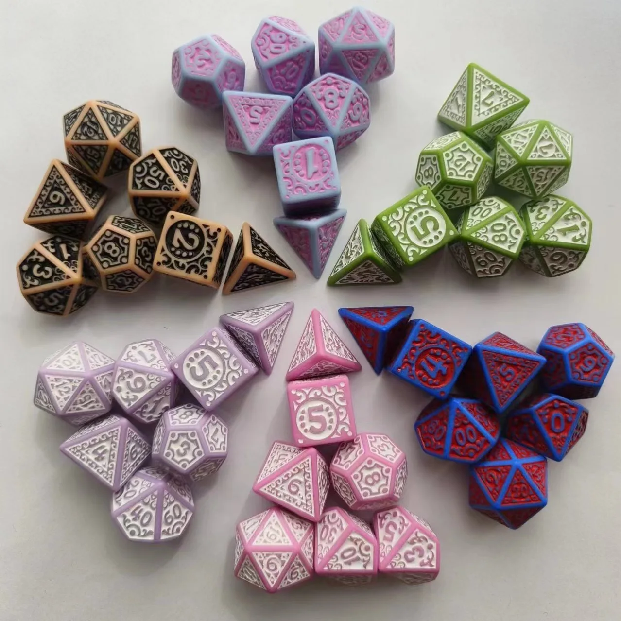 Acrylic Dice Game Dice Dice Set 7pcs/lot Polyhedral Dice Double-colors DND RPG TRPG Dice Set for Entertainment Board Game D20 D12 D10 D8 D6 D4 Table Game
