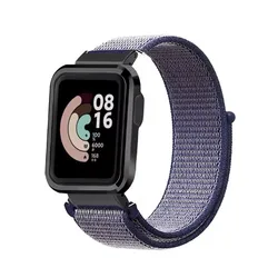 Premium Nylon Strap with Metal Protector Case for Redmi watch 3Lite (Navy Blue)
