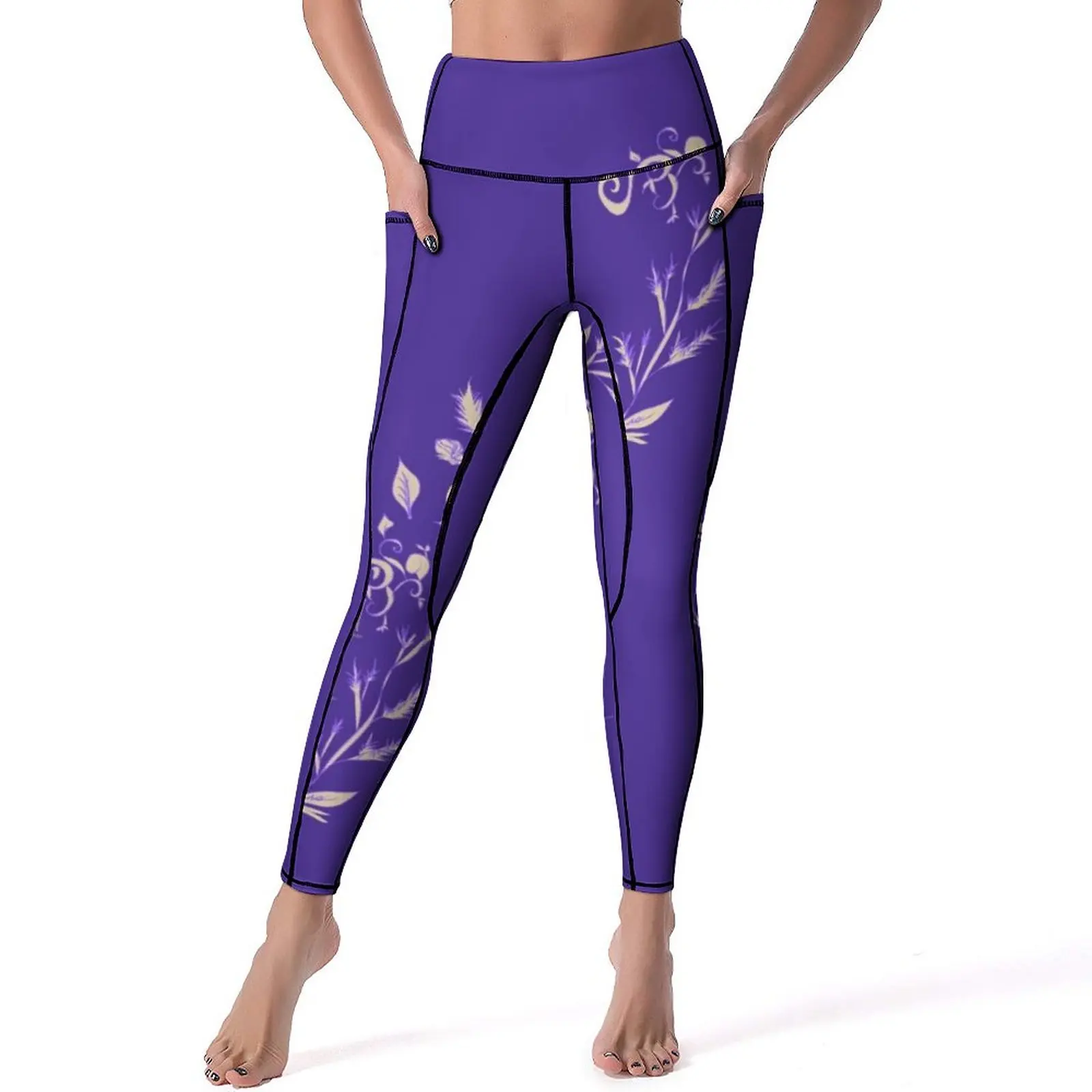 

Vintage Lavender Leggings Sexy Purple Floral Dilly Sicat Workout Yoga Pants High Waist Stretch Sports Tights Custom Leggins