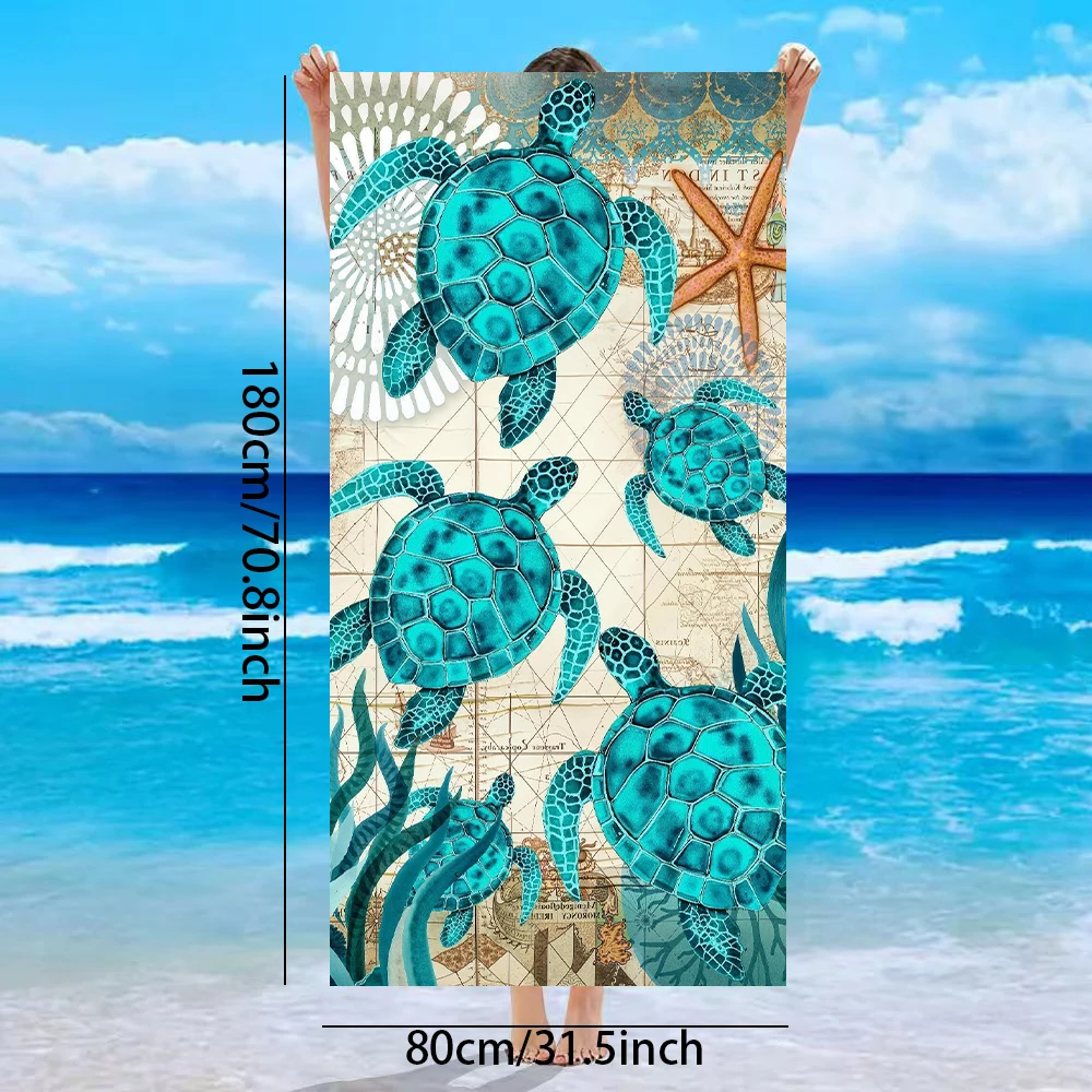 Extra Large Microfiber Beach Towel, Towel, Quick Dry Beach with Vivid Ocean and Mandala Floral Pattern, 31.5" * 70.8", Qu