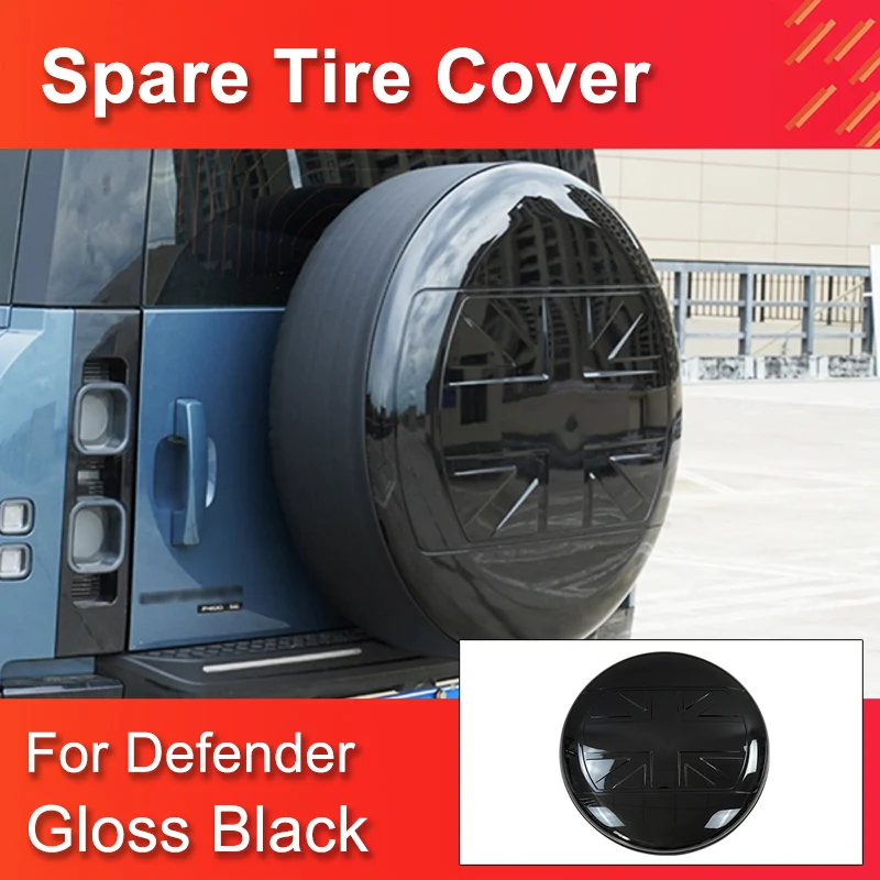 

Gloss Black Spare tire cover for Land Rover Defender 90/110 2020-2023 with ABS Material Tire Protective Cover Rear Trunk Spare