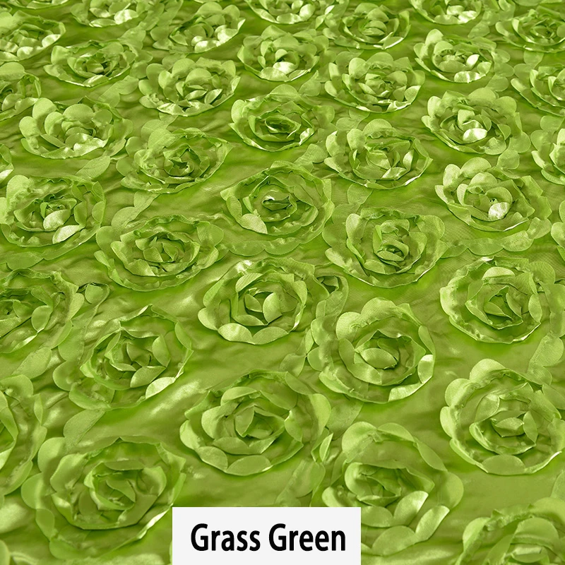 10M Satin Fabric 3D Rose Flower Aisle Runner Red Marriage Wedding Carpet Curtain Party Backdrop Table Cover Fabric Decoration