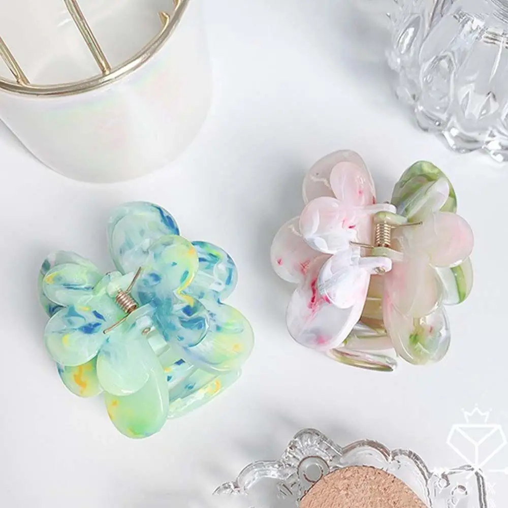 

Girls gifts Ponytail Holder Female Headwear Hair Crab Flower Hair Claw Marble Textured Barrette Floral Hair Clip Women Hairpin