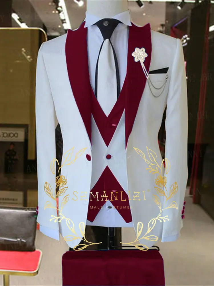 Suits For Men Latest Design Blazer Sets 3 Piece Trajes De Hombre Luxury Fashion Prom Party Dress Wedding Tuxedo mens suit