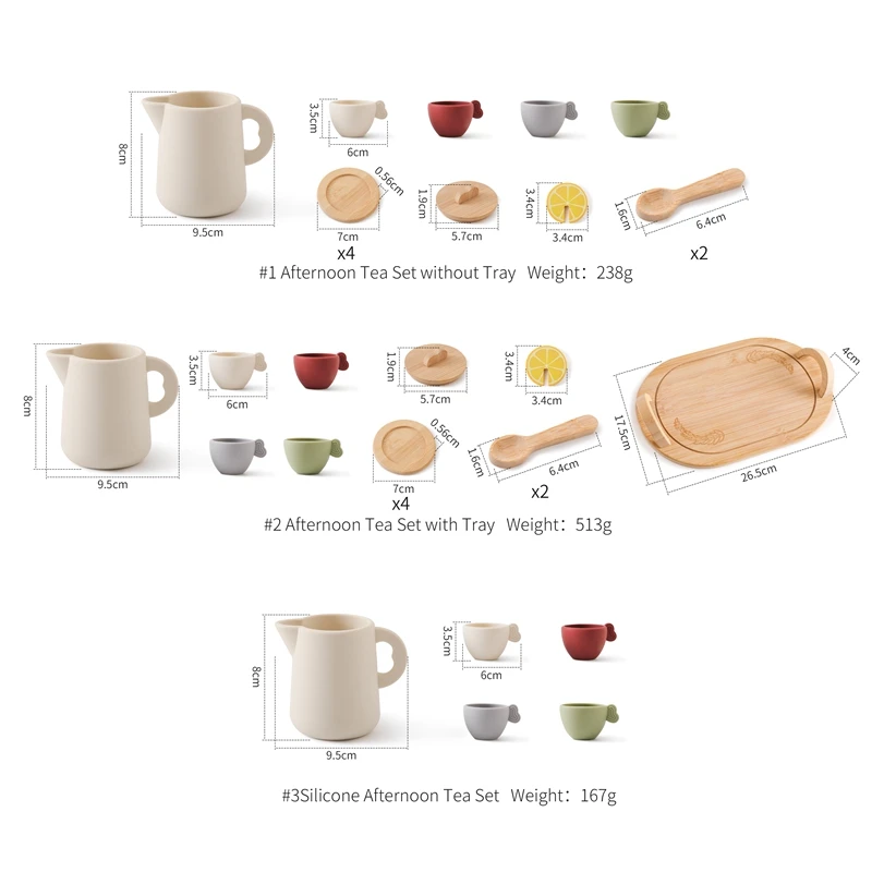 Wooden Children Montessori Toy Teapot Teacup Simulation Kitchen Utensil  BPA Free Silicone Kid Education Pretend Play Toy Gift 6