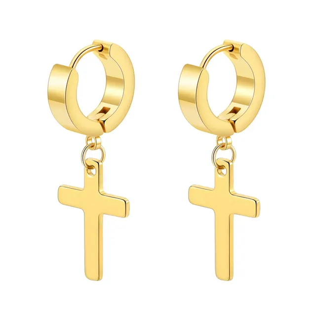 Hip Hop Trend Cross Titanium Steel Stud Earrings for Men Women Punk Simple Round Piercing Earrings Y2K Jewelry Accessories New 6