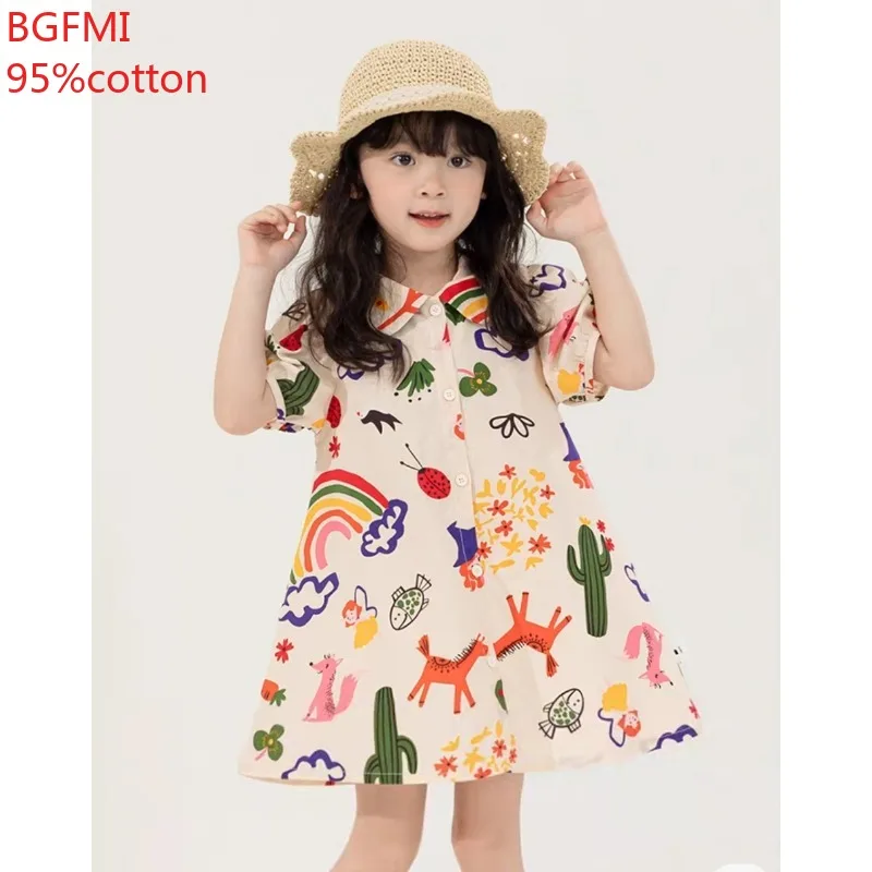 Robe chemise imprimée pour adolescentes, robe de princesse pour petite fille, vêtements pour enfants, bébé, été, nouveau, 2024