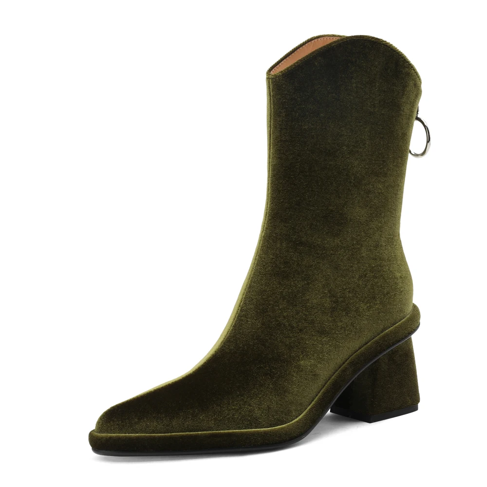 

2022 New Fashion Spring Fall Shoes Women Winter Ankle Boots Pointed Toe Chunky Heel Designer Ladies Short Boots High Heels Black