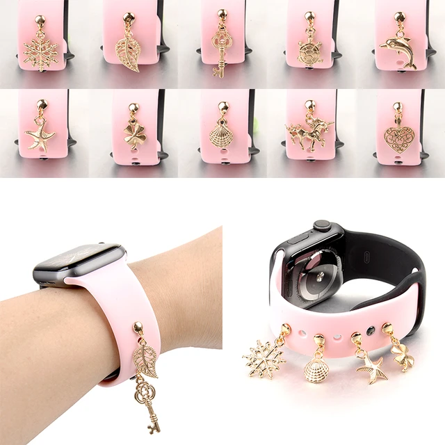 Watch Band Decorative with Rhinestones Nails Silicone Bracelet For Apple  Watch Ornament Women Men Charms Globe Charms Ring - AliExpress