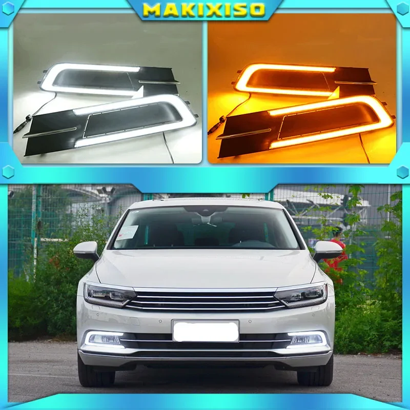 

2 шт. для Volkswagen VW Magotan 2017-2019 светодиодный ные дневные ходовые огни для Magotan светодиодный Противотуманные фары Дневные ходовые огни