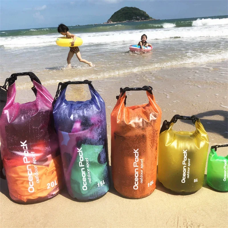 500D waterproof swimming bag dry sack 2/5/10/15/20/30L waterproof floating dry gear bags for boating fishing rafting swimming waterproof dry bag