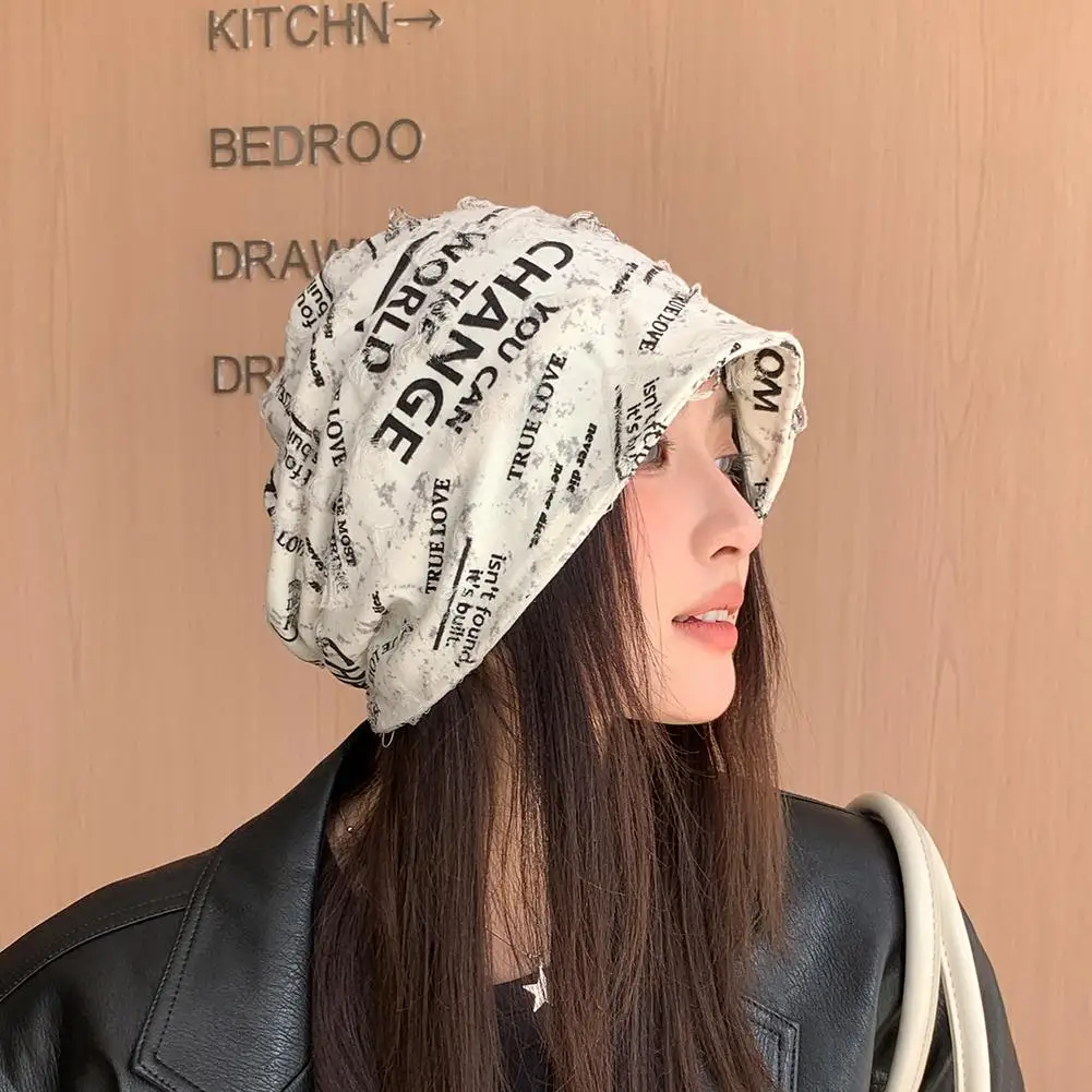 Mode Pullover Kurze Krempe Stapeln Hut frauen Persönlichkeit Großen Kopf Dünne Skullies Beanie Cap Baggy Kopf Hut Casual Beanies hut – Detail 27