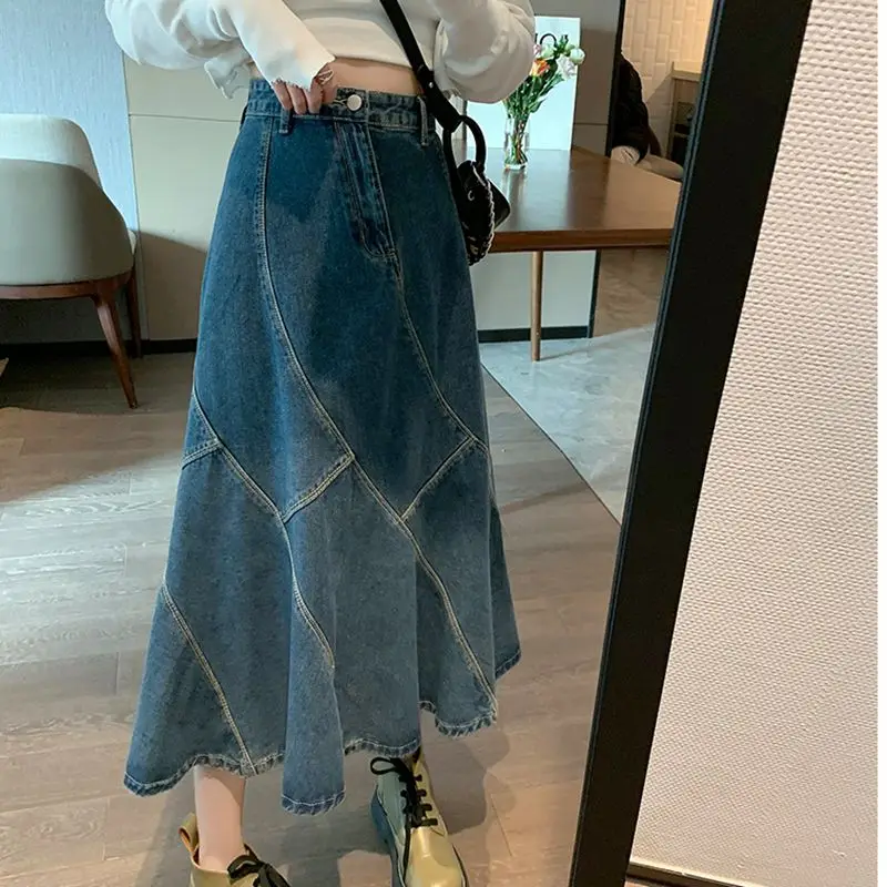 

2023 Women's Denim Skirt Spring and Summer New Pattern Sense of Design Appear Thin Loose and Comfortable Free Shipping