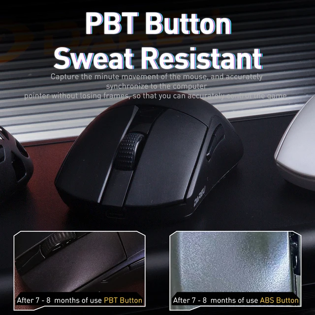 DAREU 4KHz Tri-mode 2.4G Wireless Wired PBT Mouse PAW3395 26000 DPI RGB 6 Programmable Buttons Rechargeable for PC Laptop Gamer 6