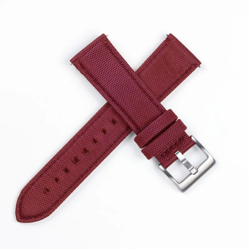 Nylon Canvas Leather Quick Release Sport Watch Band - Seven Colors