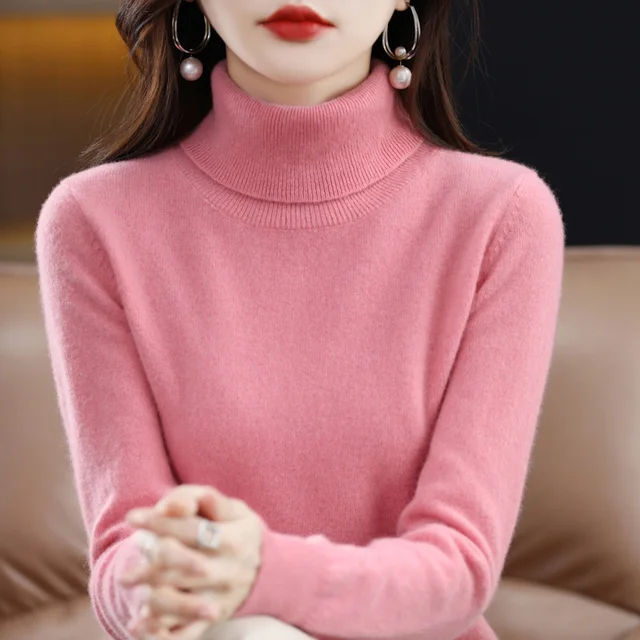High-Collared Cashmere Loose Solid Sweater