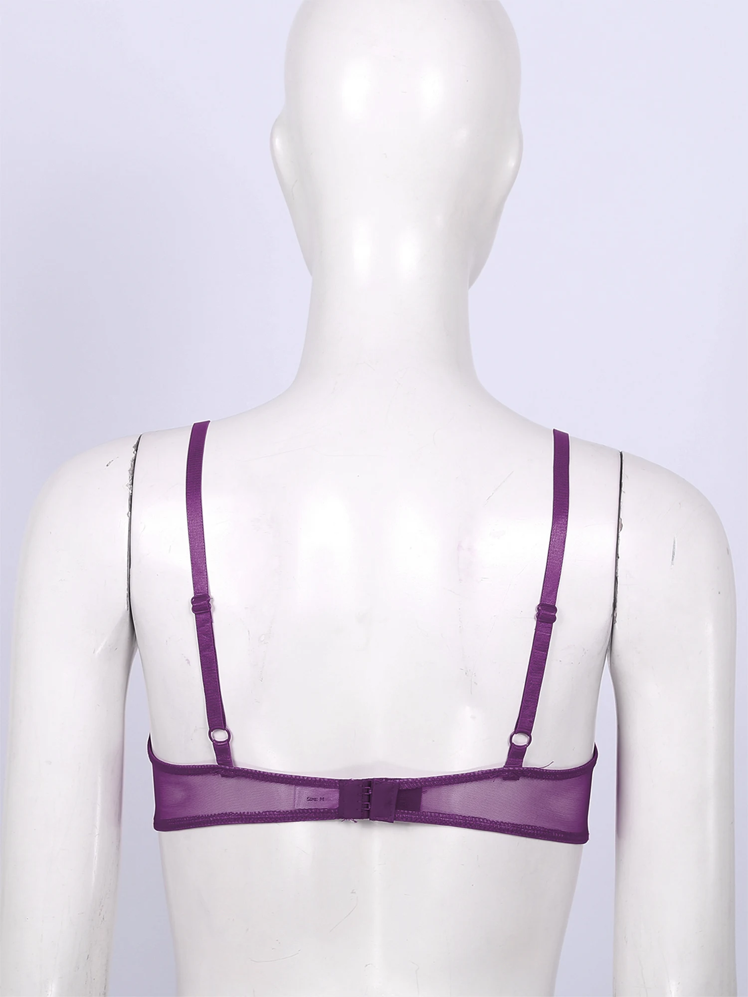 Women Sexy Hollow Out Bra Top Soft Sheer Lace Adjustable Straps Open Cut Exposed Nipples Brassiere Lingerie Underwear Nightwear