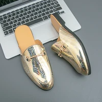 Men's Black Half Shoes For Men Leather Loafers Shoes Man Mules Casual Shoes Male Footwear Fashion Social Mocassins Summer 2023