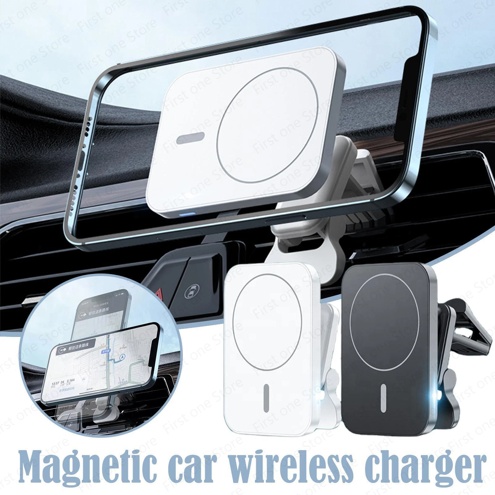Car Charger Stand For iPhone 14 12 13Pro Macsafe Charging Cradle Car Air Vent Holder
