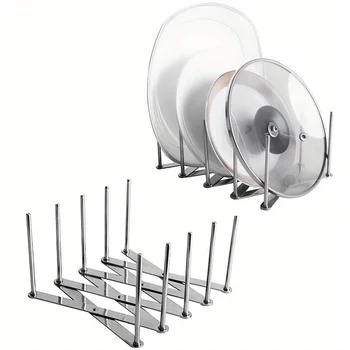 1pc Multifunctional Lid Holder Retractable Pot Lid Holder Kitchen Drain Rack Storage Rack Pot Lid Organization
