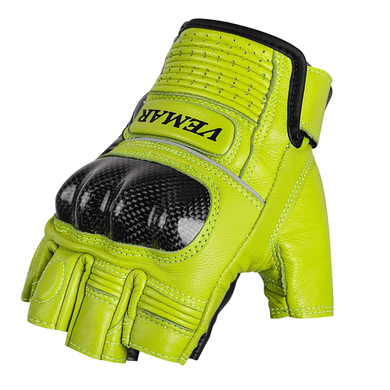 

Summer Motorcycle Riding Leather Gloves Retro Racing Rider Breathable Anti Drop Men Women Sheepskin Half-Finger Cowhide Gloves