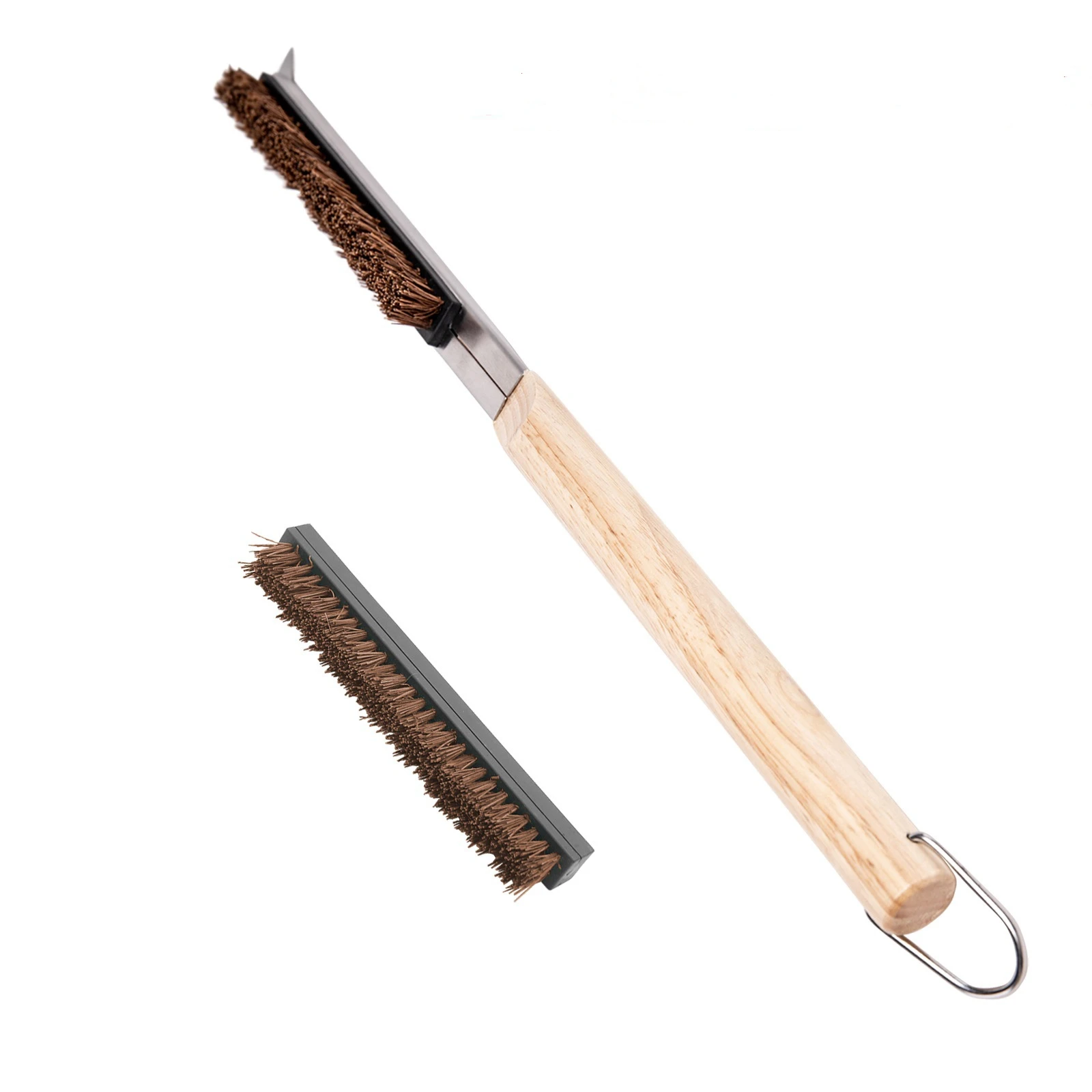 Pizza Stone Cleaning Brush Stalk Fiber Coconut Palm Shell Rubber Wood Long Handle Pizza Tool