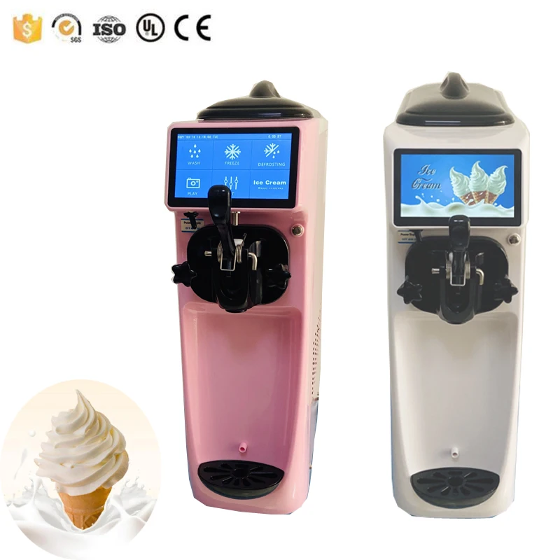 

High-end Commercial Touch Screen Ice Cream Machine One Flavor Intelligent Desktop Soft Ice Cream Machine