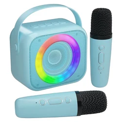 Karaoke Machine, Mini Portable Bluetooth Karaoke Speaker With 2 Wireless Mics For Kids Adults Family Home Party