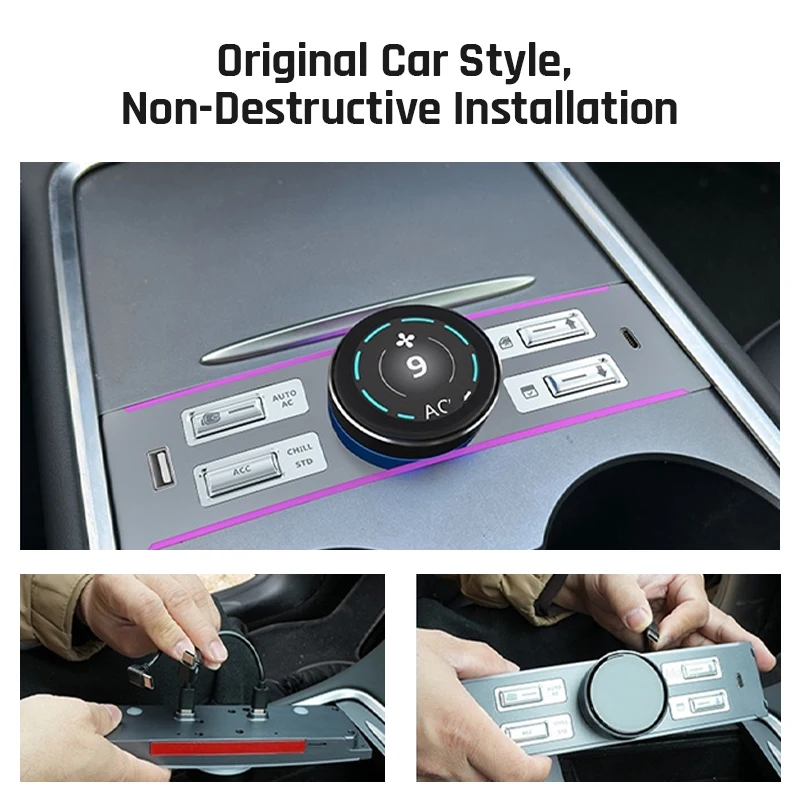 Docking Station Con Manopola Per Tesla Model 3/Y - Con Porta USB-C, Display LCD E Controlli Intuitivi