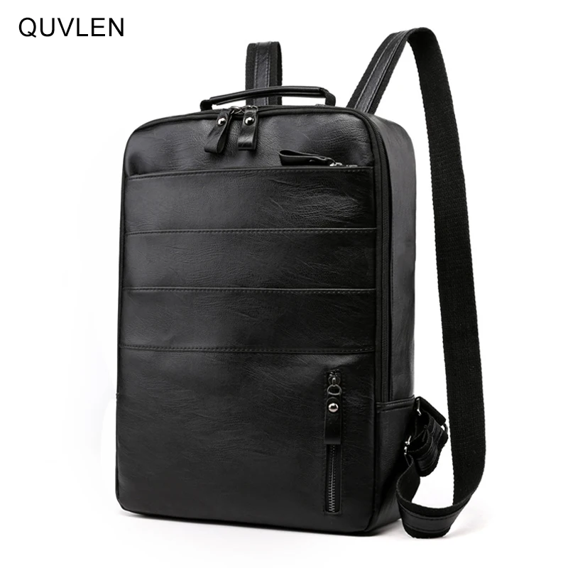  Business Backpacks For Men Waterproof PU Leather Laptop Bag Large Capacity USB Charging Rucksack Male Fashion Bagpack 