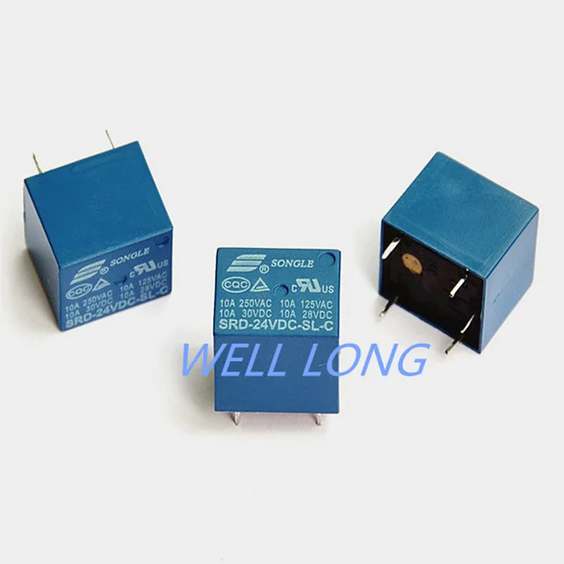 

( 5 pcs/lot ) 24V DC Coil SPDT Power Relay,250V AC/30V DC ,10 Amps, SRD-24VDC-SL-C.
