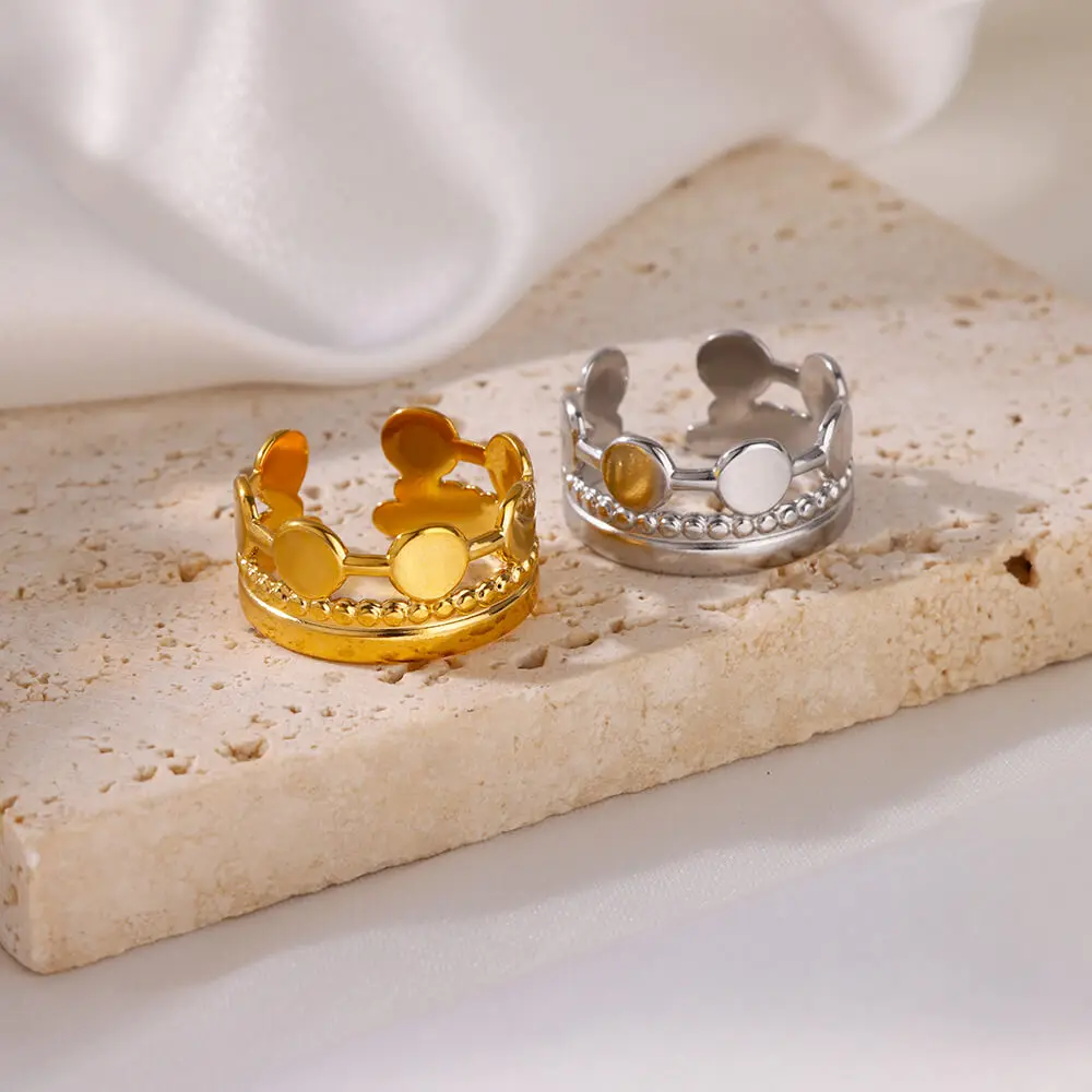 Fashion Multi-layer Ring For Women Gold Color Stainless Steel