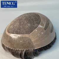 Bond Mono & Pu Front And NPU Back More Durable For Male Hair Prosthesis 100% Natural Human Hair Toupee Men Wig Exhuast Systems 1