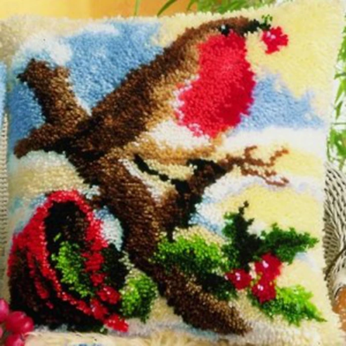 thumbnail image 1 of Kits de gancho de pestillo de estilo navideño, funda de almohada de nudo Smyrna, paquete de kit de gancho de pestillo de bricolaje para bordado de costura, cojín, 1 of 4