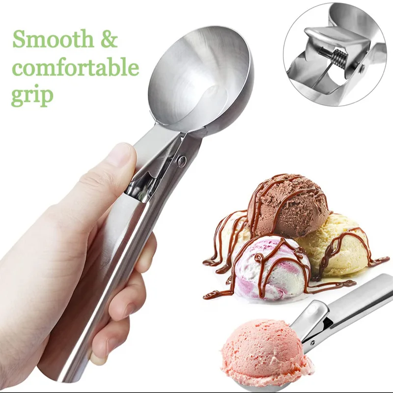 Stainless Steel Ice Cream Spoon Squeezed Fruit Watermelon Spoon Fruit Digging Ball Ice Cream Digging Dessert Tool