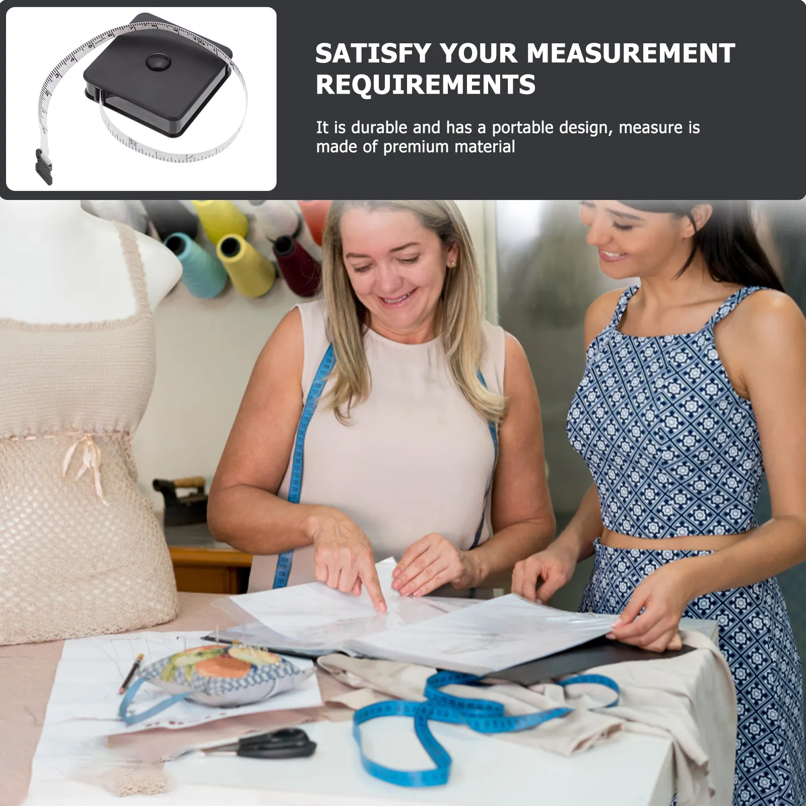 2pcs 사각형 미니 플라스틱 줄자 200Cm 휴대용 의류 측정 도구 유연한 내구성 가정용 줄자