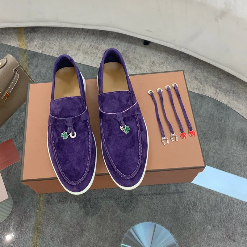 

Shoes for Women Suede Leather Loafers Designer Luxury,LP Casual Shoes Brand Mocasines Comfortable Walking Woman Shoes