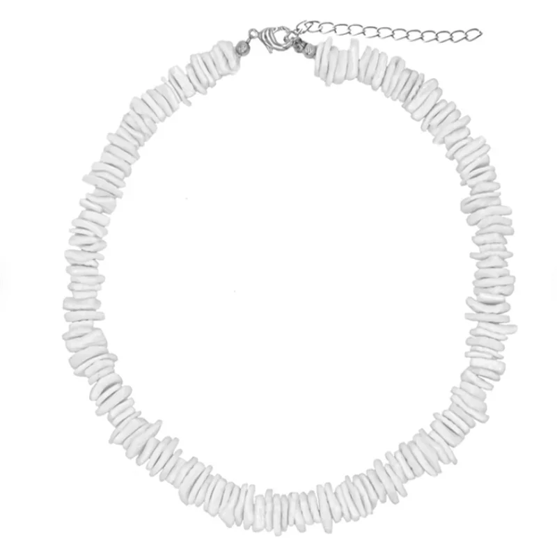 Square White Puka Shell Necklace for Men & Women Hawaiian