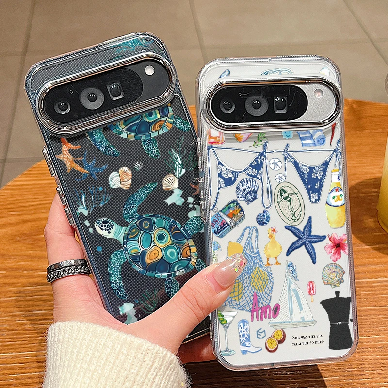 Jellyfish Turtle Ocean Print Shockproof Clear Phone Case