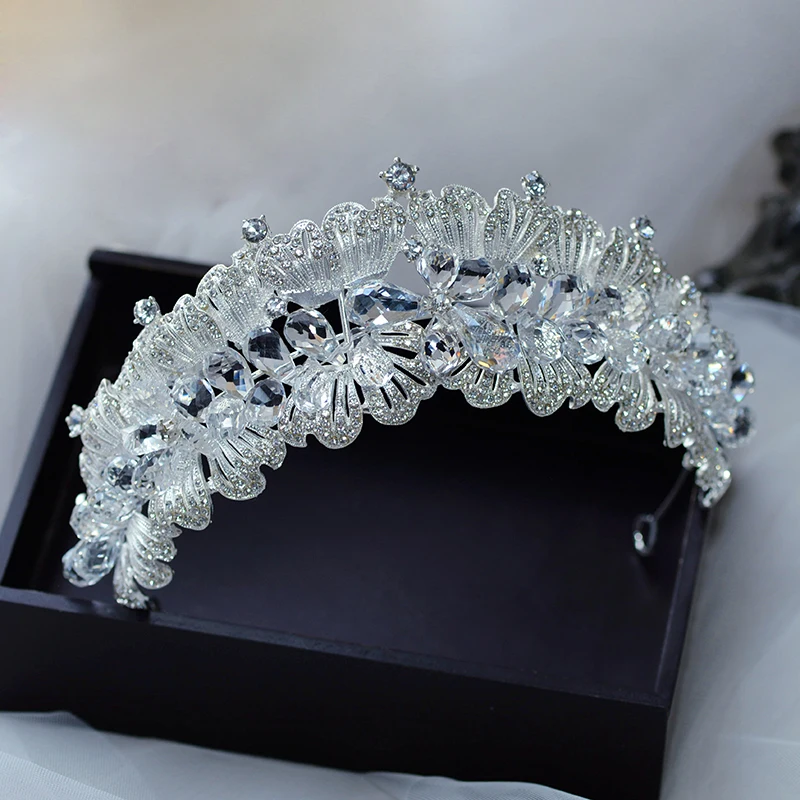 Korean Sparkle Crystal Brides Tiaras Crowns Rhinestones Bridal Tiara
