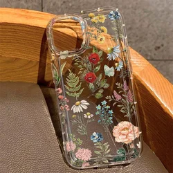 Clear Floral Design Phone Case - Shockproof Soft TPU Cover - iPhone 13 Mini (T9008)