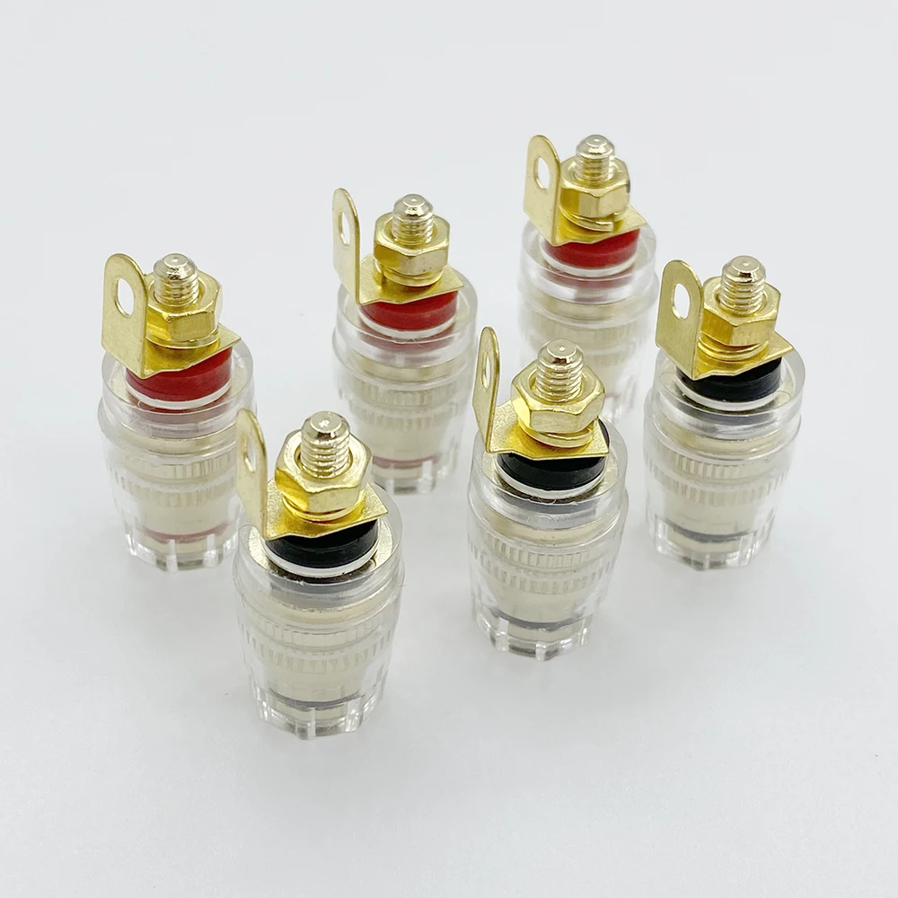 2 Pz/Lotto Placcato Oro 4Mm Presa A Banana Altoparlante Audio Binding Post Terminal Connettore Jack Femmina A Banana Da 4Mm In Cristallo Trasparente