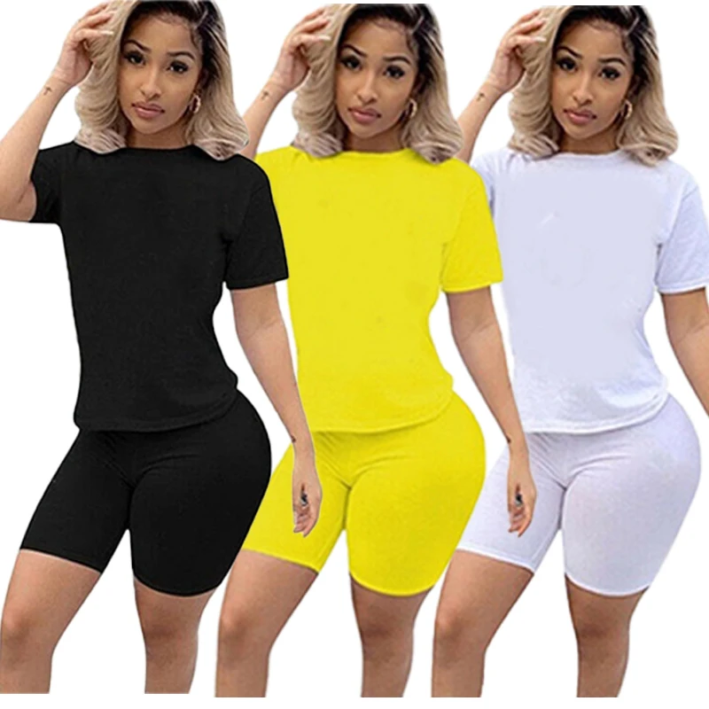 

Womens Sexy Skinny T-shirt and Shorts Sets 2 Piece Outfits Tracksuit Jogging Suits 6 Colors