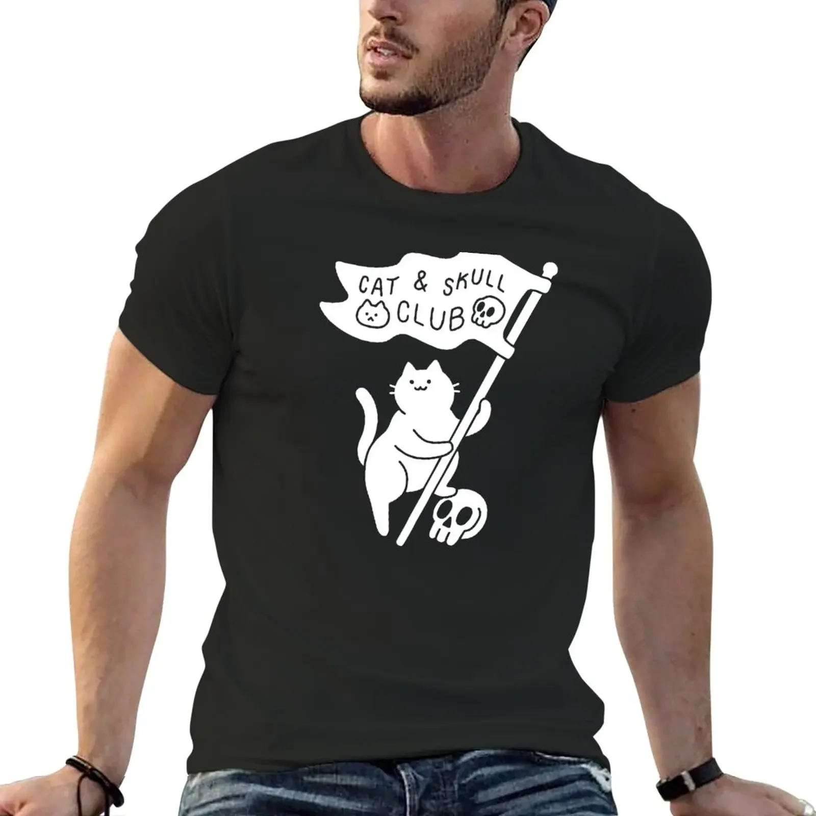

Cat & Skull Club T-Shirt anime clothes tees customizeds heavy weight t shirts for men