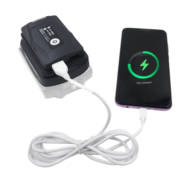 Portable Flashlight Adapter LED Lamp For Makita HongSong BoDa FoGo 18V Li-ion Battery USB Mobile Phone Charger Power Bank Lomvum Tool