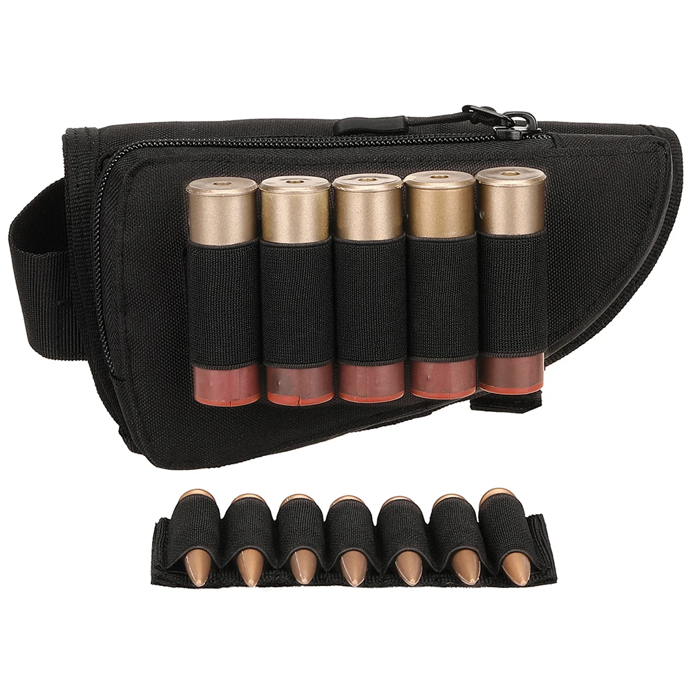 

New Tactical Rifle Shotgun Buttstock Cheek Rest Ammo Shell 5/7 Rounds Stock Ammo Holder Nylon Mag Cartridge Pouch Hunting Gear