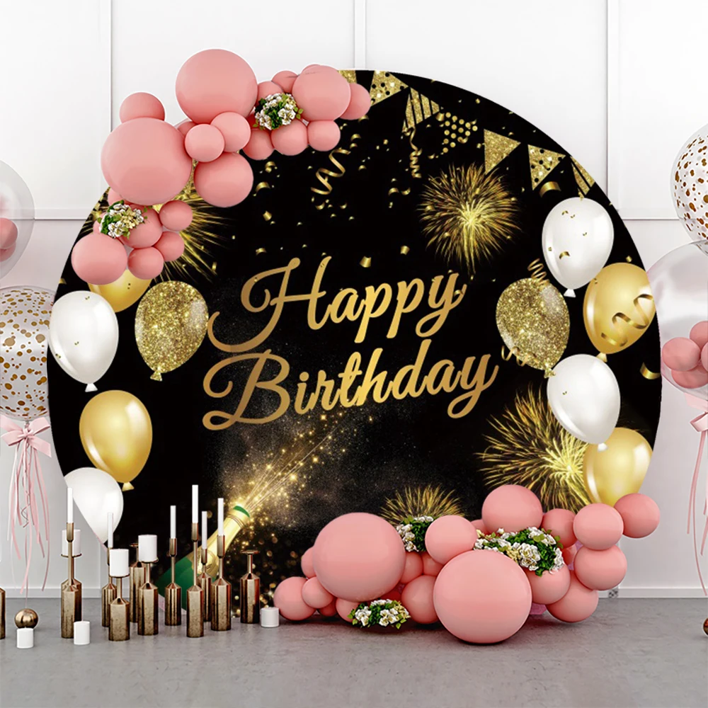 성인 생일 축하 라운드 배경 커버 화이트 골드 반짝이 풍선 서클 사진 배경 베이비 샤워 키즈 사진 스튜디오