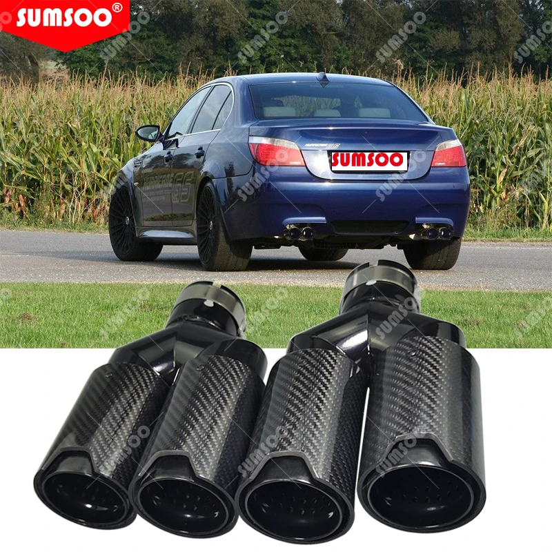 Genuine SUMSOO Y style outlet 80 Double Muffler Tips Universal M performance Carbon Fiber Exhaust Tips End Pipes for BMW Series
